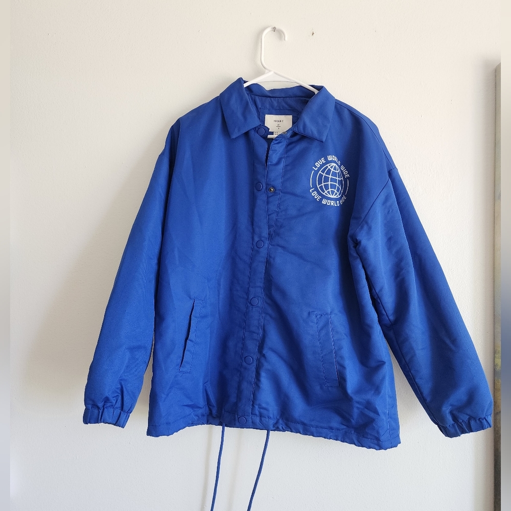 Forever 21 Oversized Balmer Jacket Blue size S